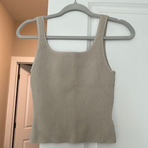 Aritzia sculpt knit squareneck tank size S , color matte pearl